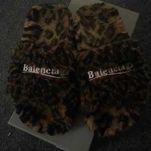 Balenciaga cheetah print slippers